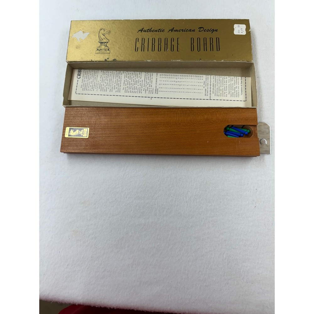 Vintage Drueke Cribbage Board Model 5 Wood Game with Box and Pegs Made in USA - Picture 4 of 5